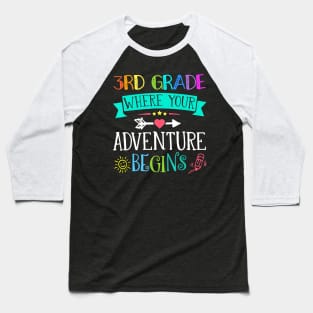 3rd Where Your Adventure Begins Shirt Kinder Teacher Baseball T-Shirt